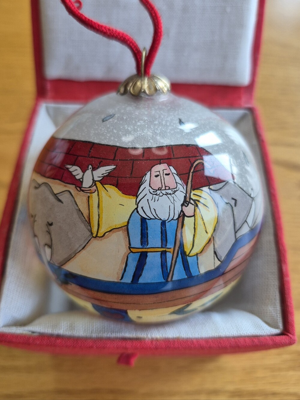 Midwest Importers Christmas Glass Ornament Noah's Ark Hand Painted Vintage